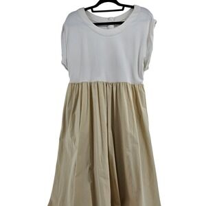 Maeve by Anthropologie Comfy Midi Dress Cotton Neutral Size Lg Capsule Classic